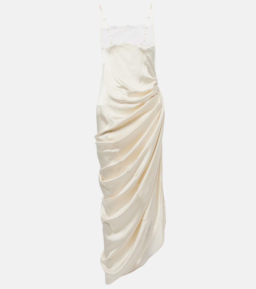 jacquemus la saudade brodée satin slip dress