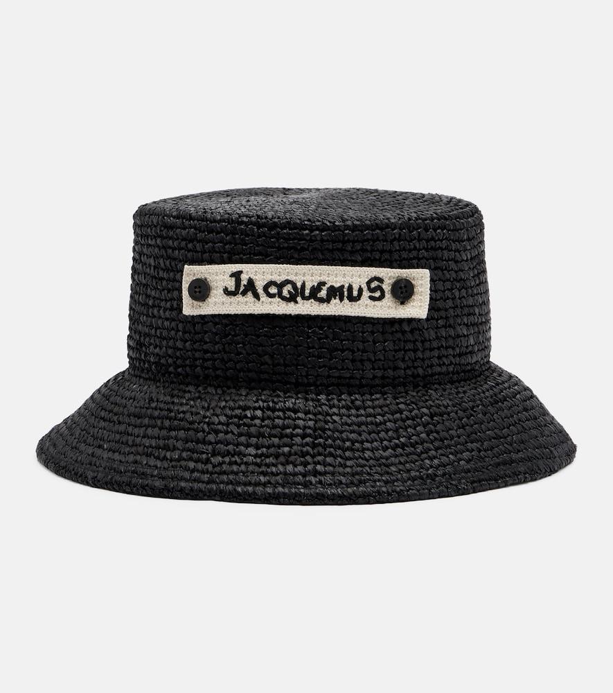 jacquemus le bob plage raffia bucket hat