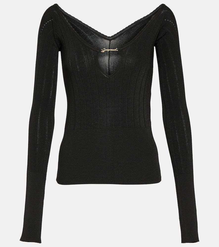 jacquemus le haut pralu logo ribbed-knit top