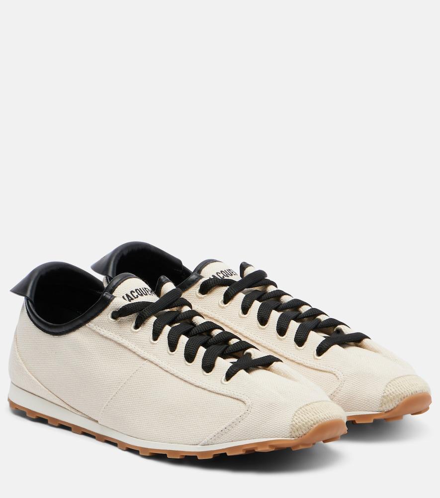 jacquemus leather-trimmed canvas sneakers