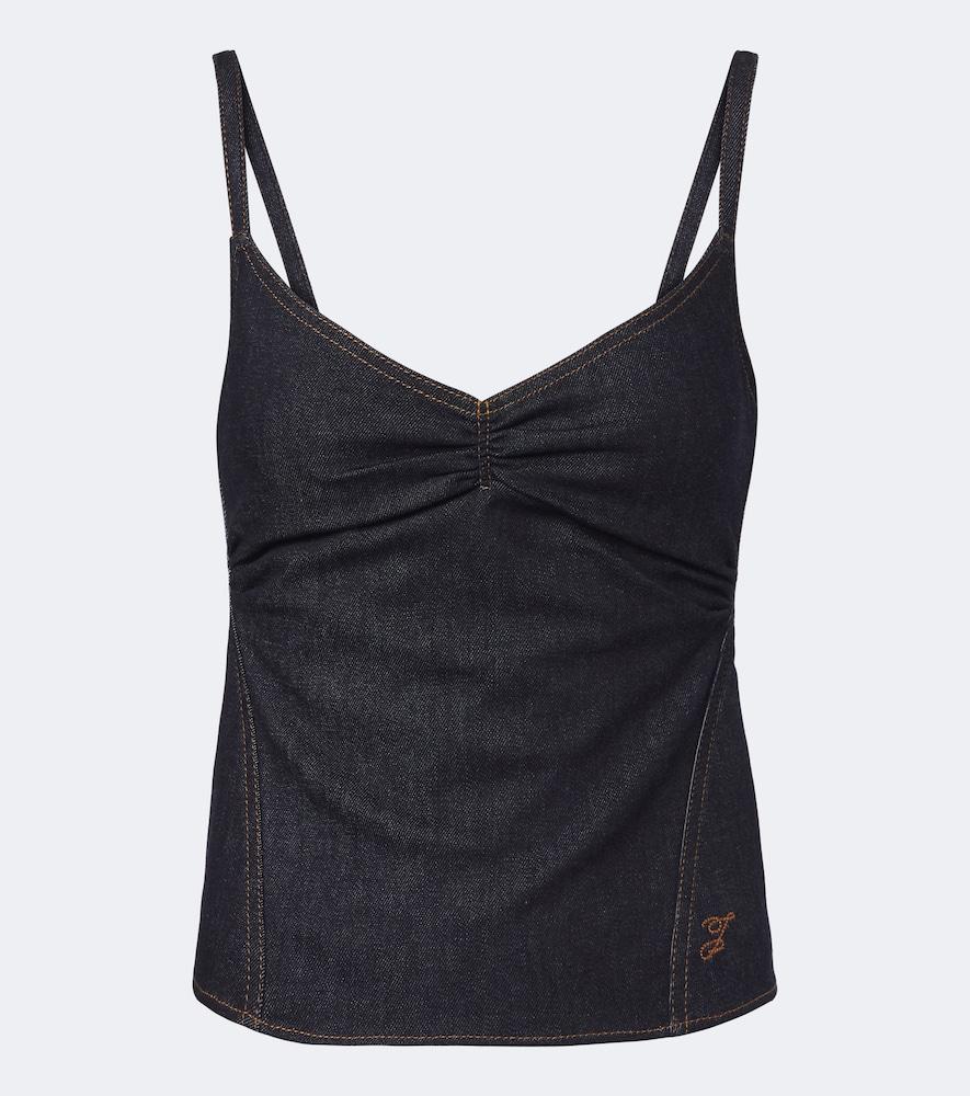 jacquemus pina de-nîmes gathered denim top