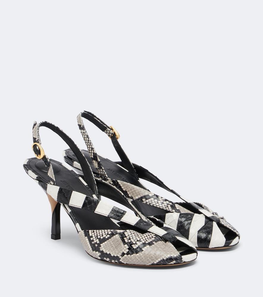 jacquemus poisson snake-effect leather slingbacks