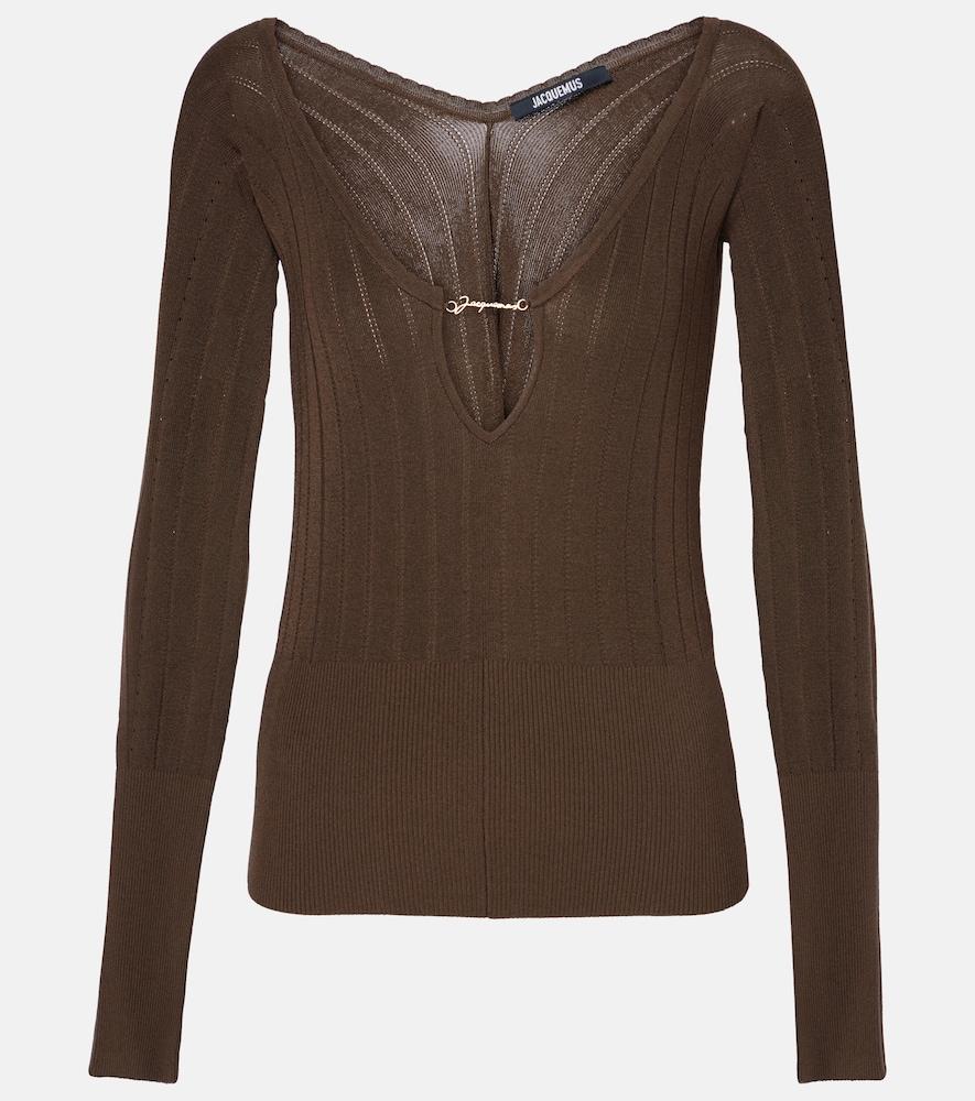 jacquemus pralù logo ribbed-knit top