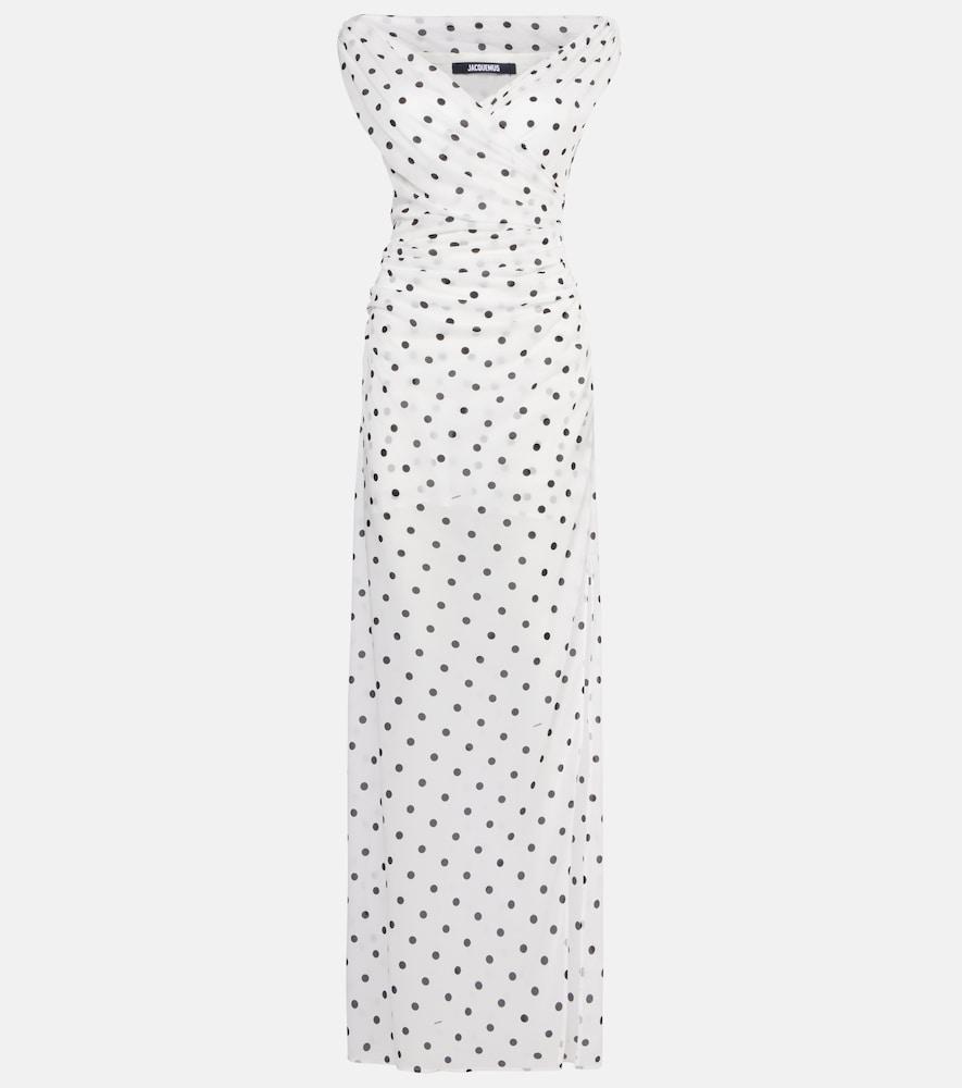 jacquemus rita draped polka-dot maxi dress