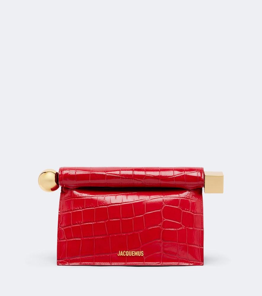 jacquemus rond carré small croc-effect leather clutch