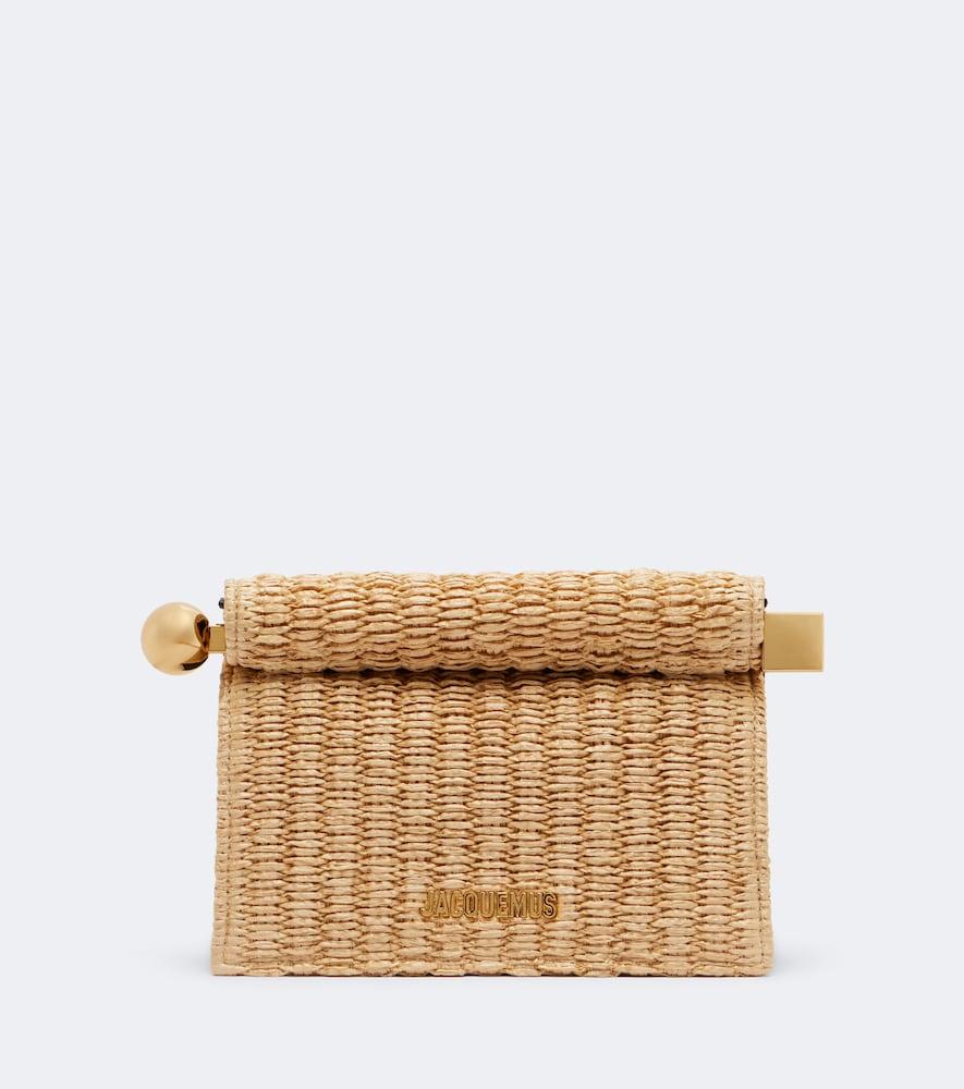 jacquemus rond carré small raffia-effect clutch