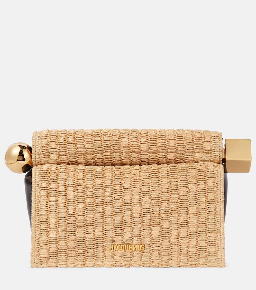 jacquemus rond carré woven raffia-effect clutch