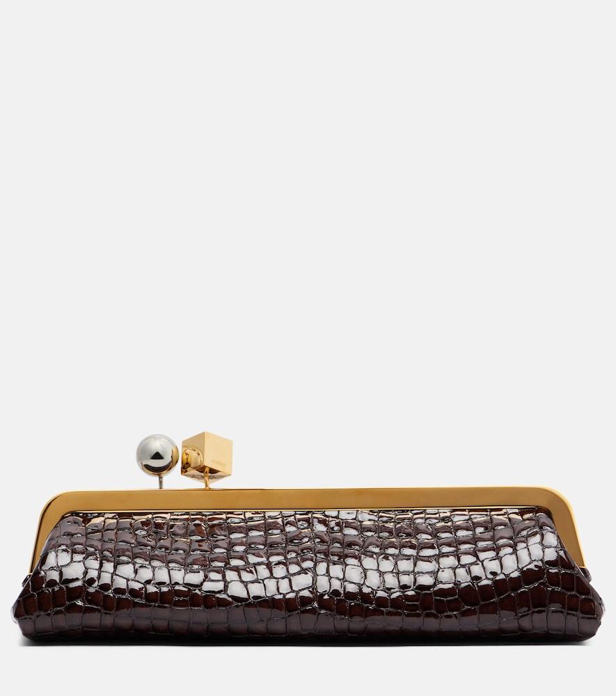 jacquemus salon croc-effect leather clutch