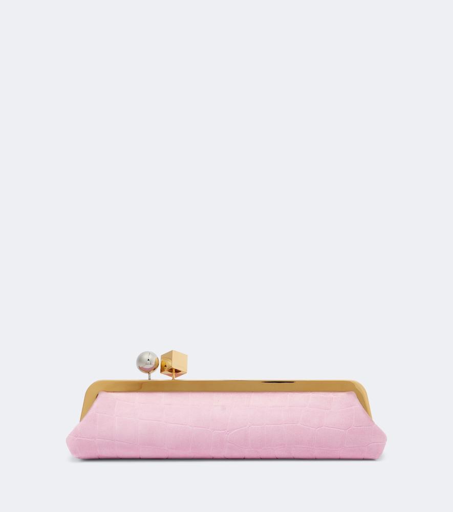 jacquemus salon croc-effect suede clutch