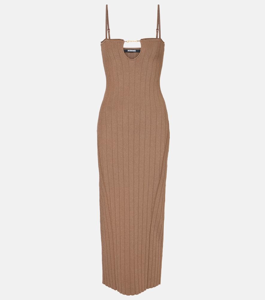 jacquemus sierra ribbed-knit midi dress