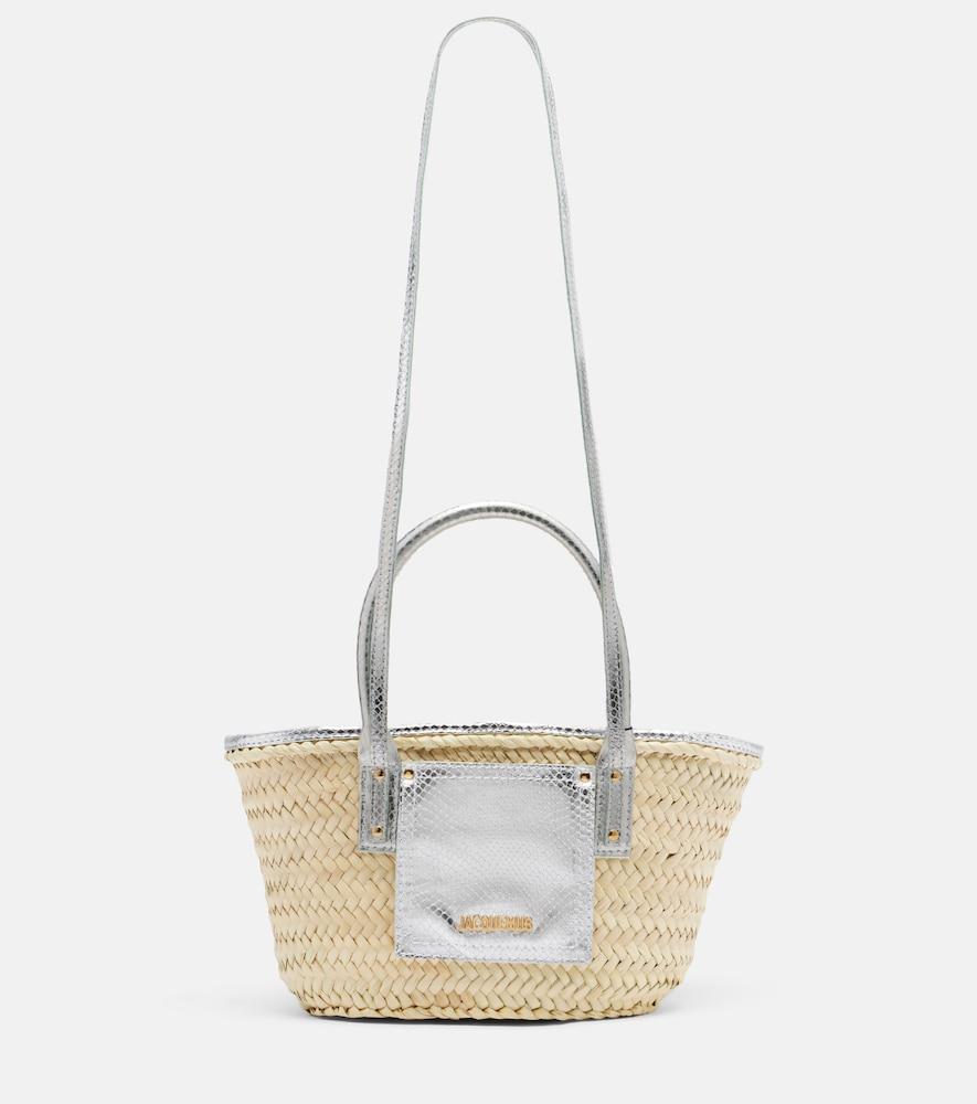jacquemus soli small croc-effect raffia basket bag