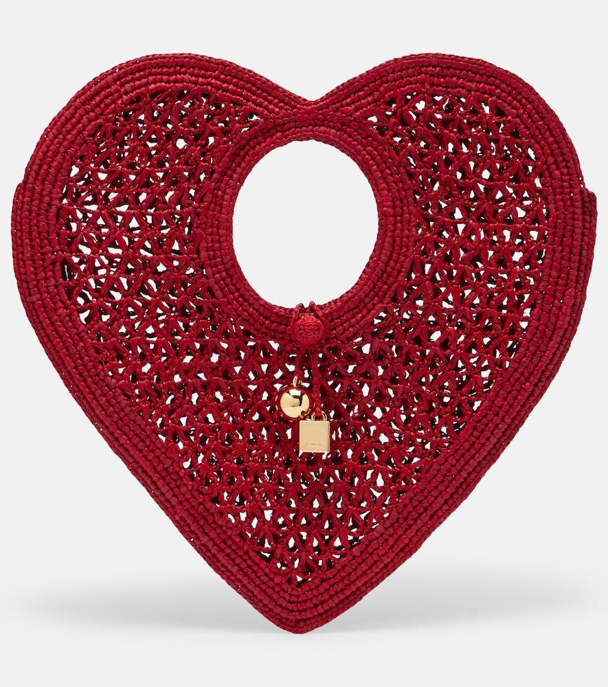 jacquemus spiaggia caur small raffia top-handle bag