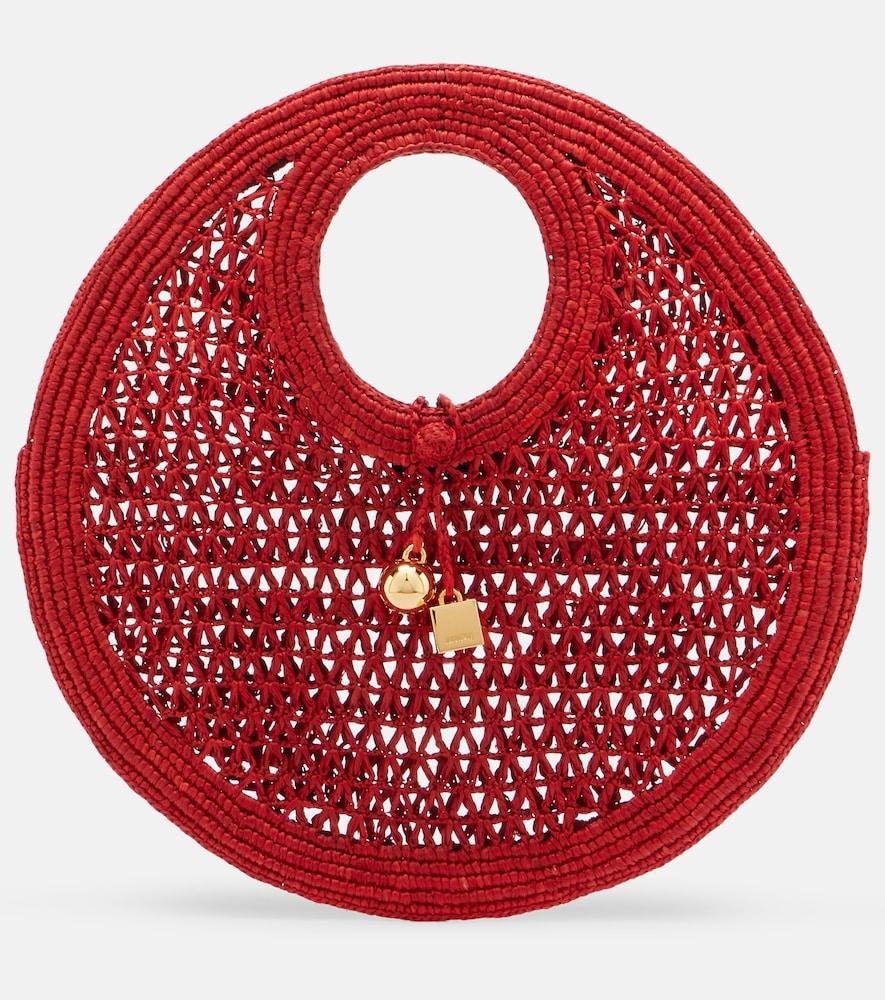 jacquemus spiaggia small raffia top-handle bag