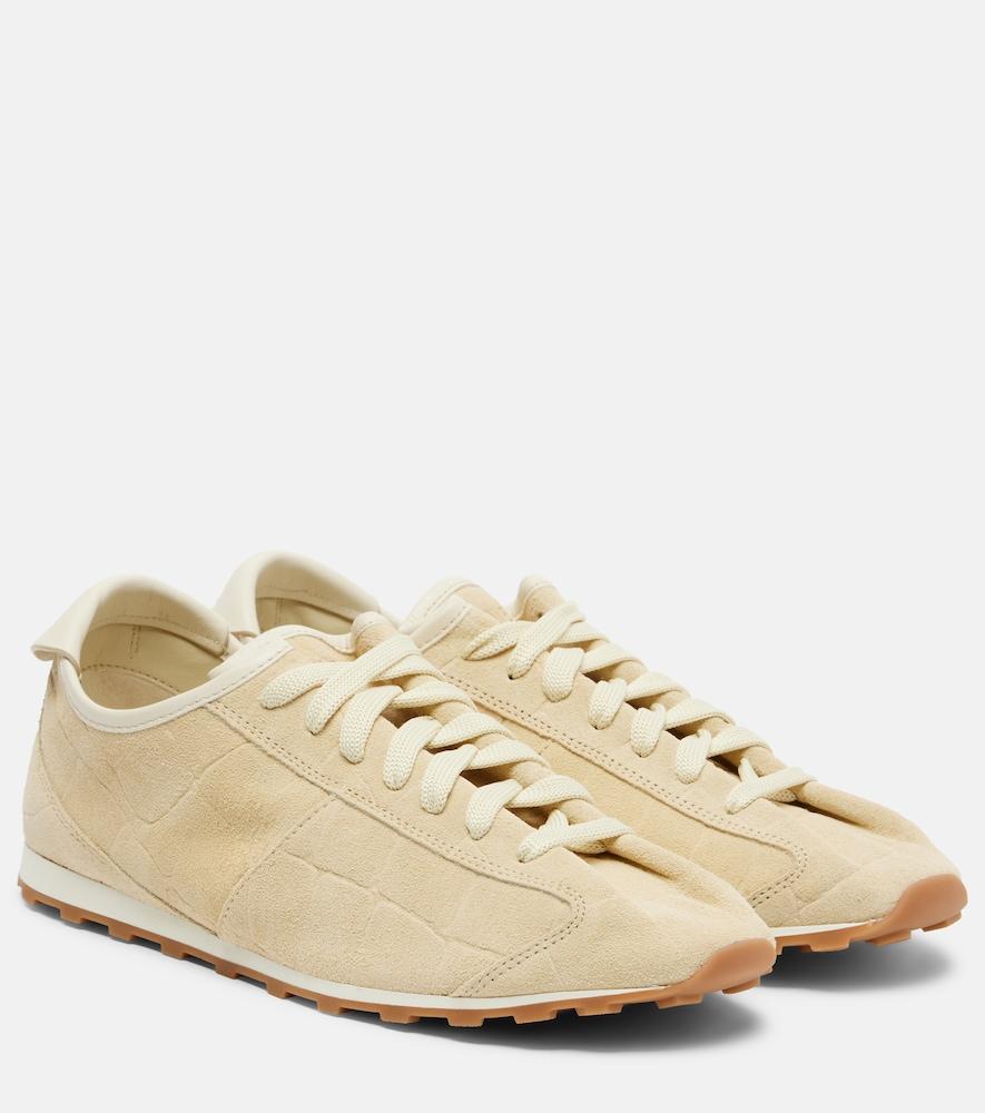 jacquemus tennis croc-effect suede sneakers