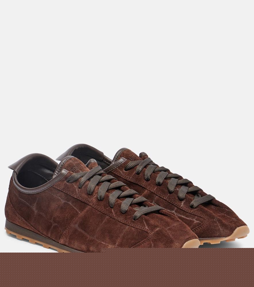 jacquemus tennis croc-effect suede sneakers