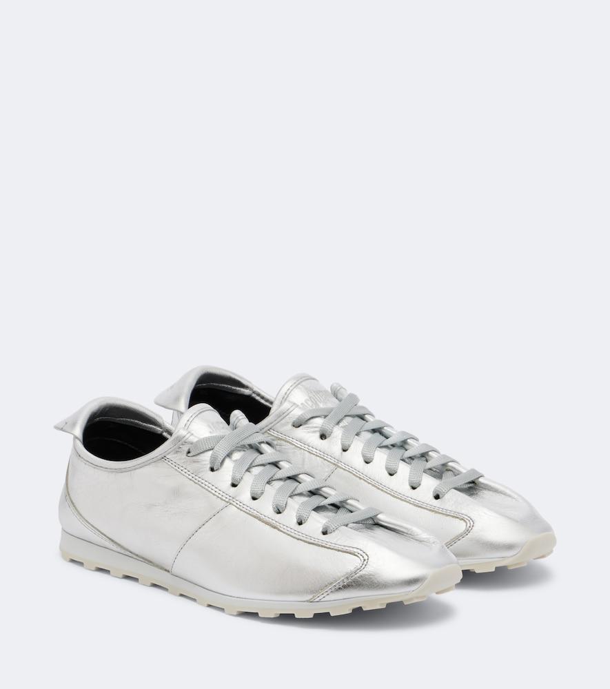 jacquemus tennis metallic leather sneakers