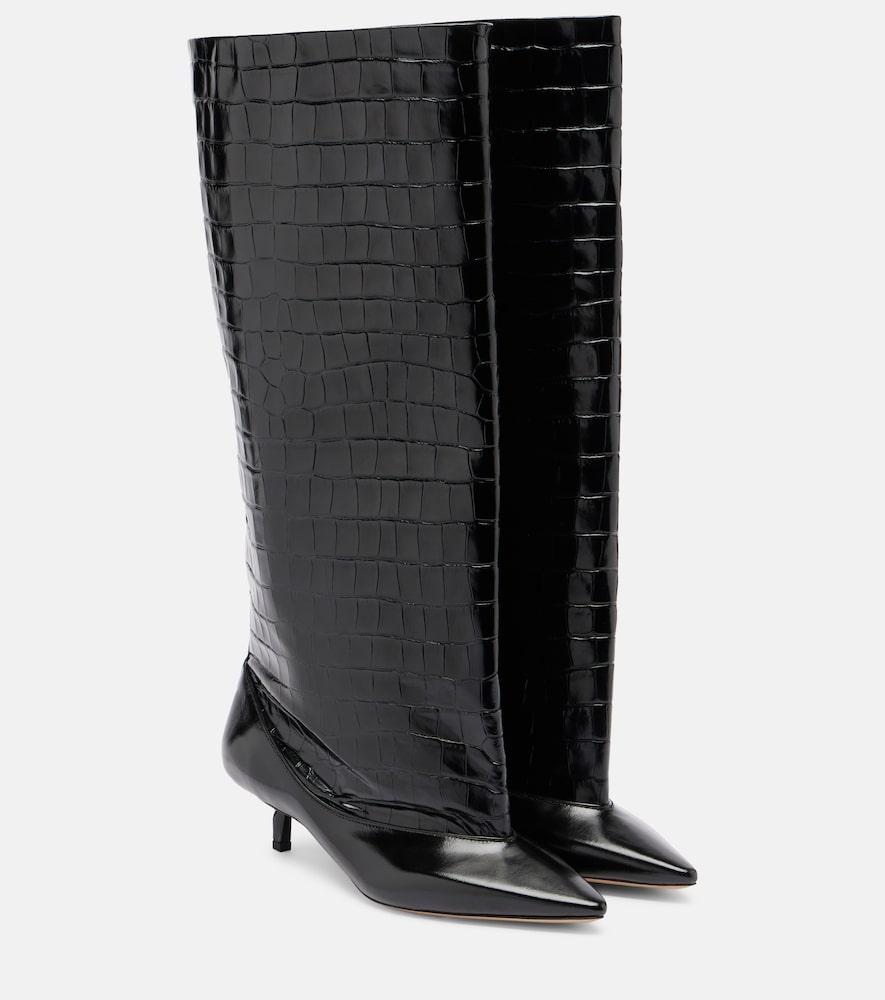 jacquemus tourni croc-effect leather knee-high boots