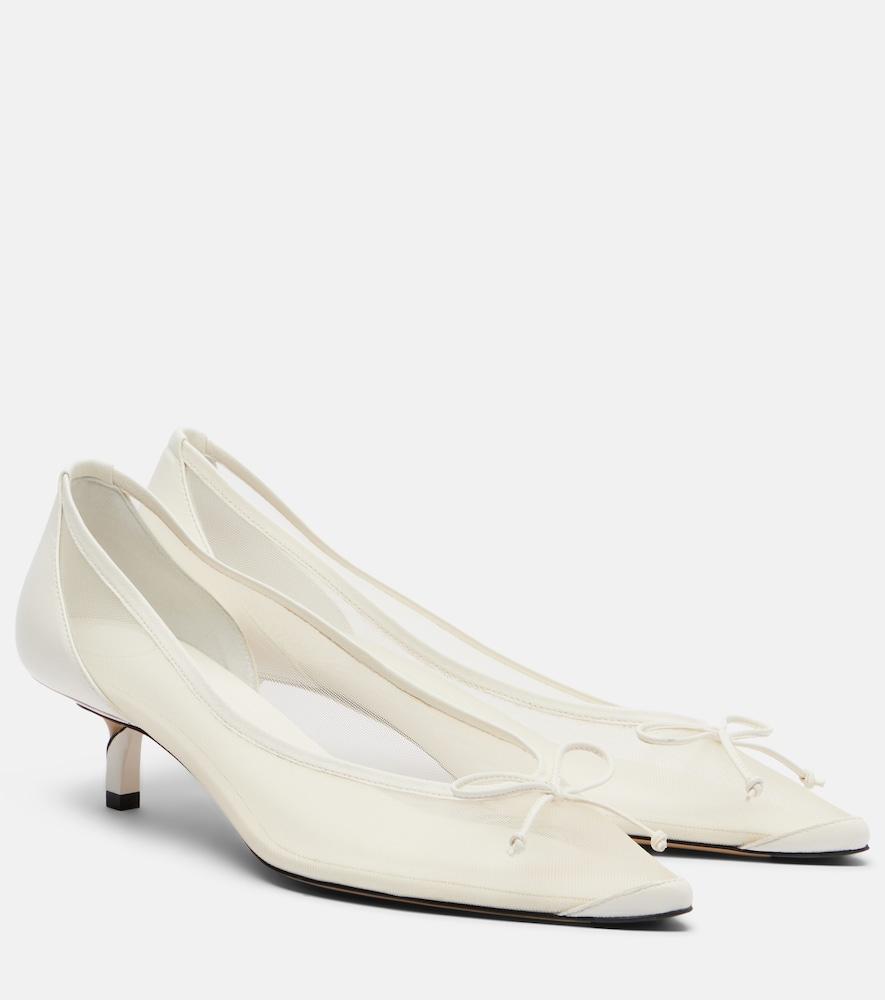 jacquemus tourni leather-trimmed mesh pumps