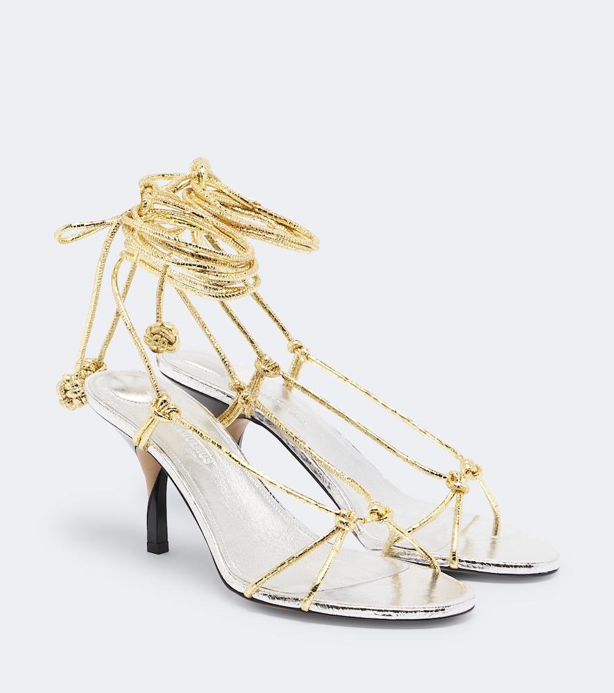 jacquemus tourni metallic leather sandals