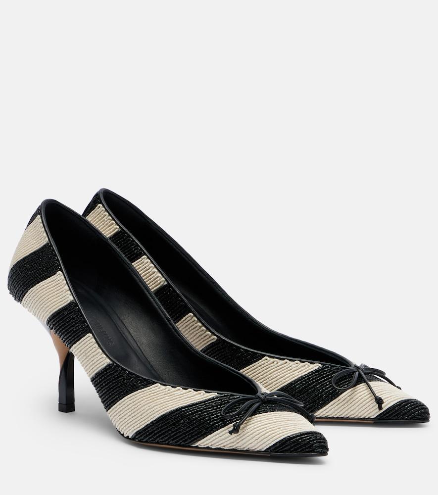 jacquemus tourni striped raffia-effect pumps