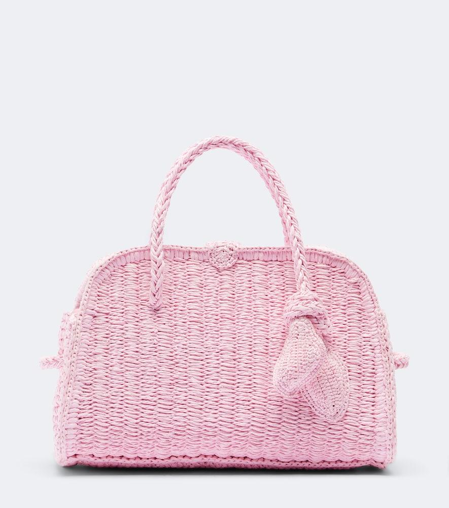jacquemus turismo small raffia-effect bowling bag