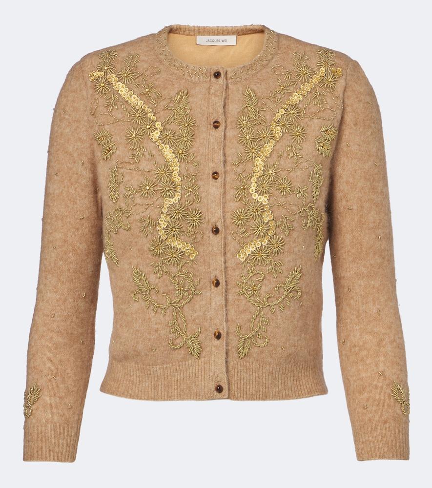 jacques wei beaded wool and alpaca-blend cardigan