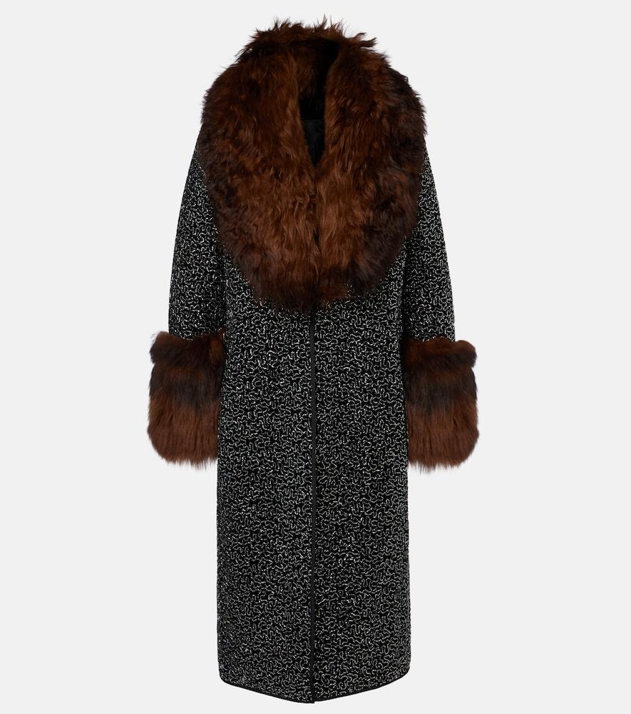 jacques wei embellished shearling-trimmed coat