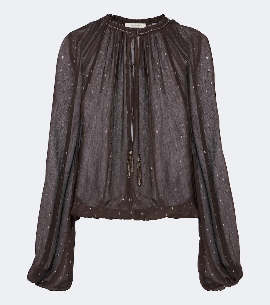 jacques wei embellished sheer blouse