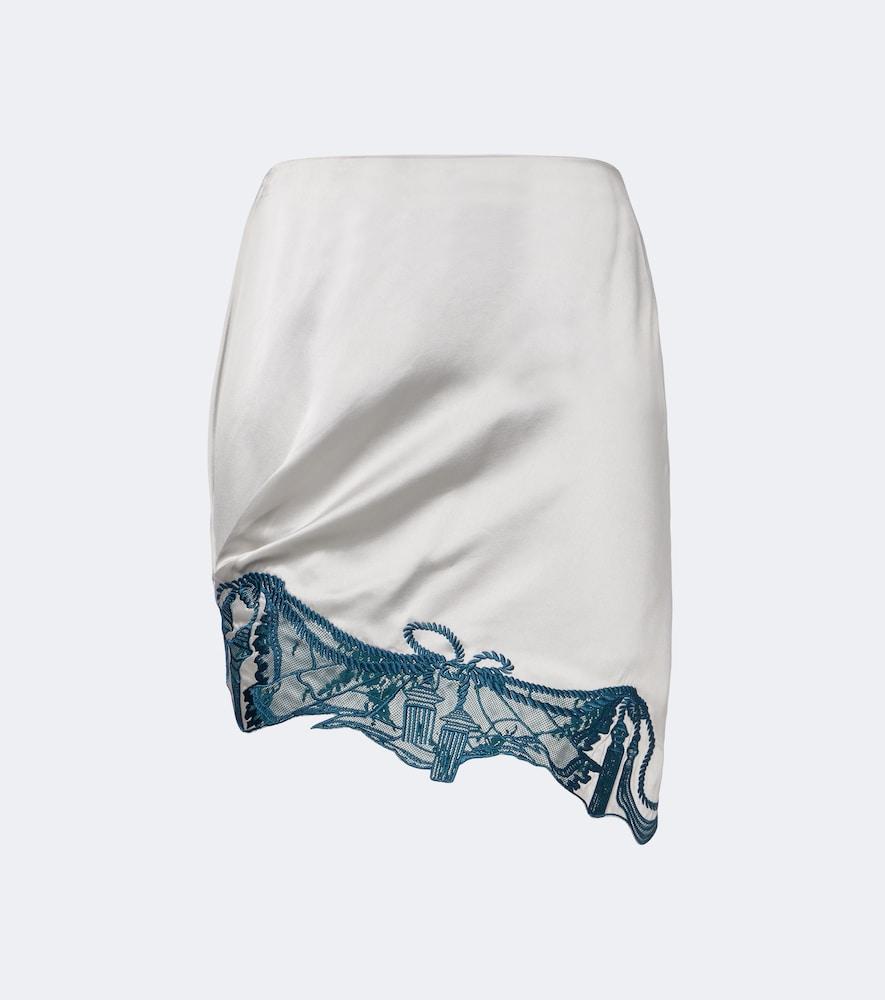 jacques wei embroidered satin miniskirt