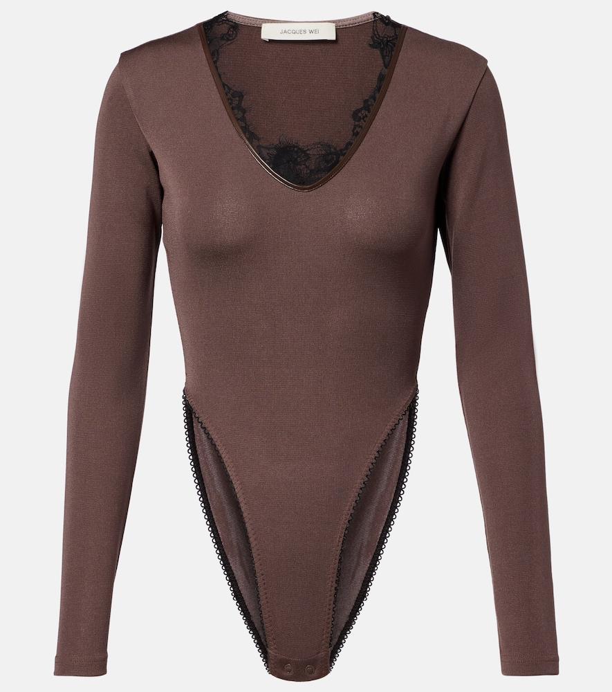jacques wei lace-trimmed bodysuit