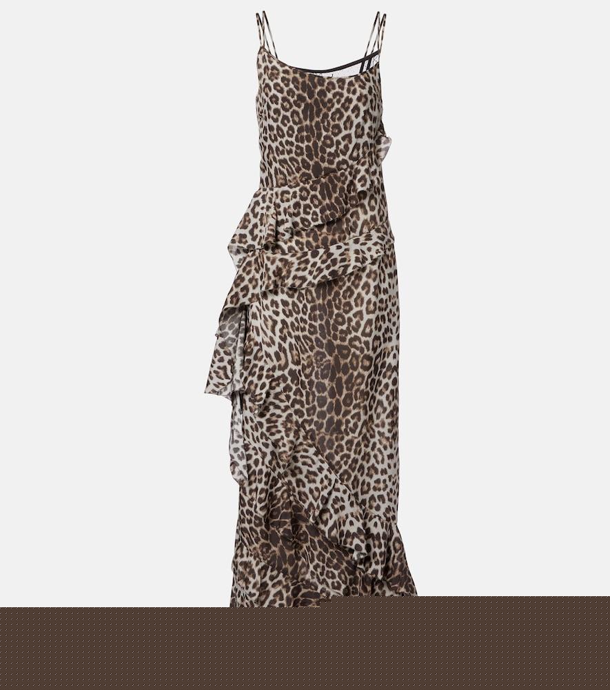 jacques wei leopard-print draped silk maxi dress