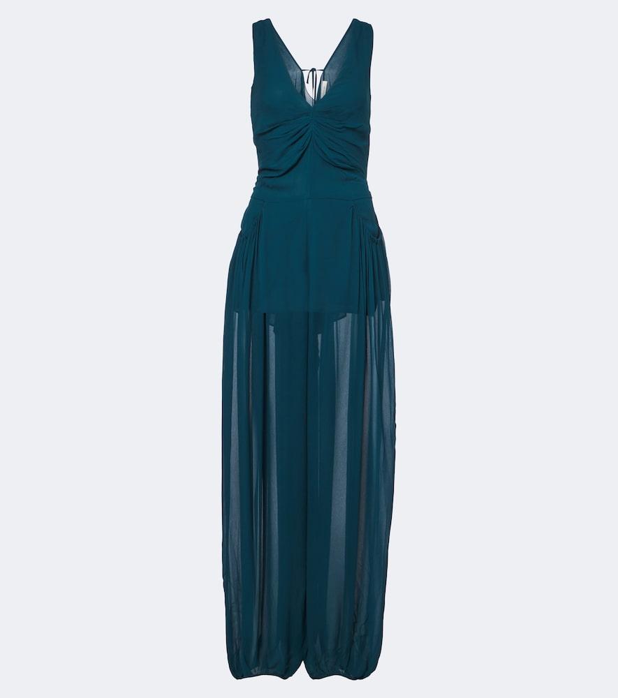 jacques wei pleated chiffon jumpsuit