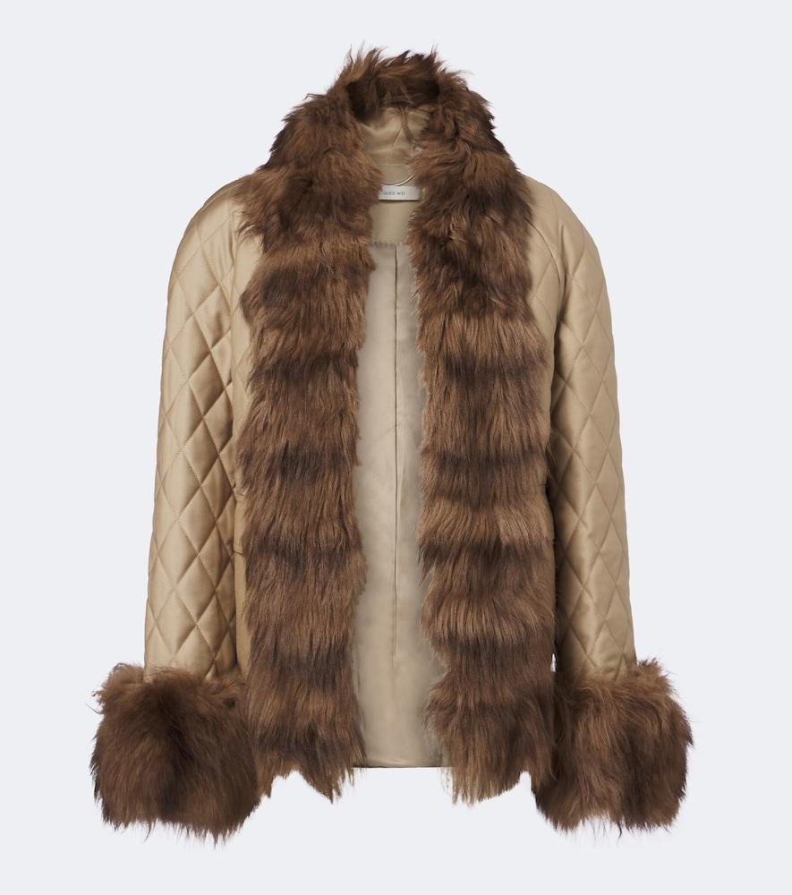 jacques wei quilted shearling-trimmed coat