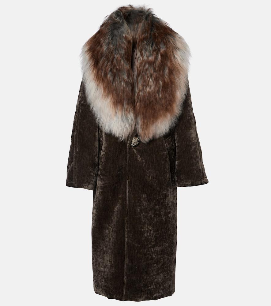 jacques wei shearling-trimmed coat