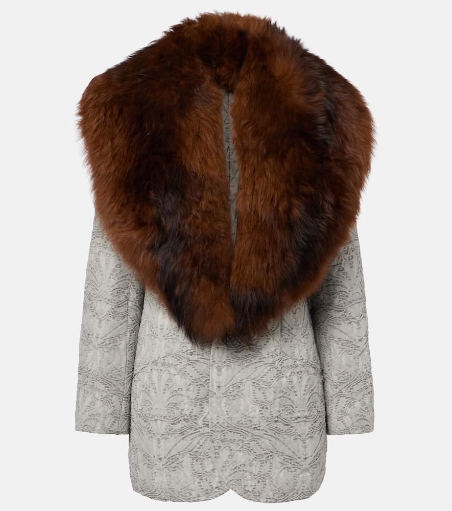 jacques wei shearling-trimmed cotton coat