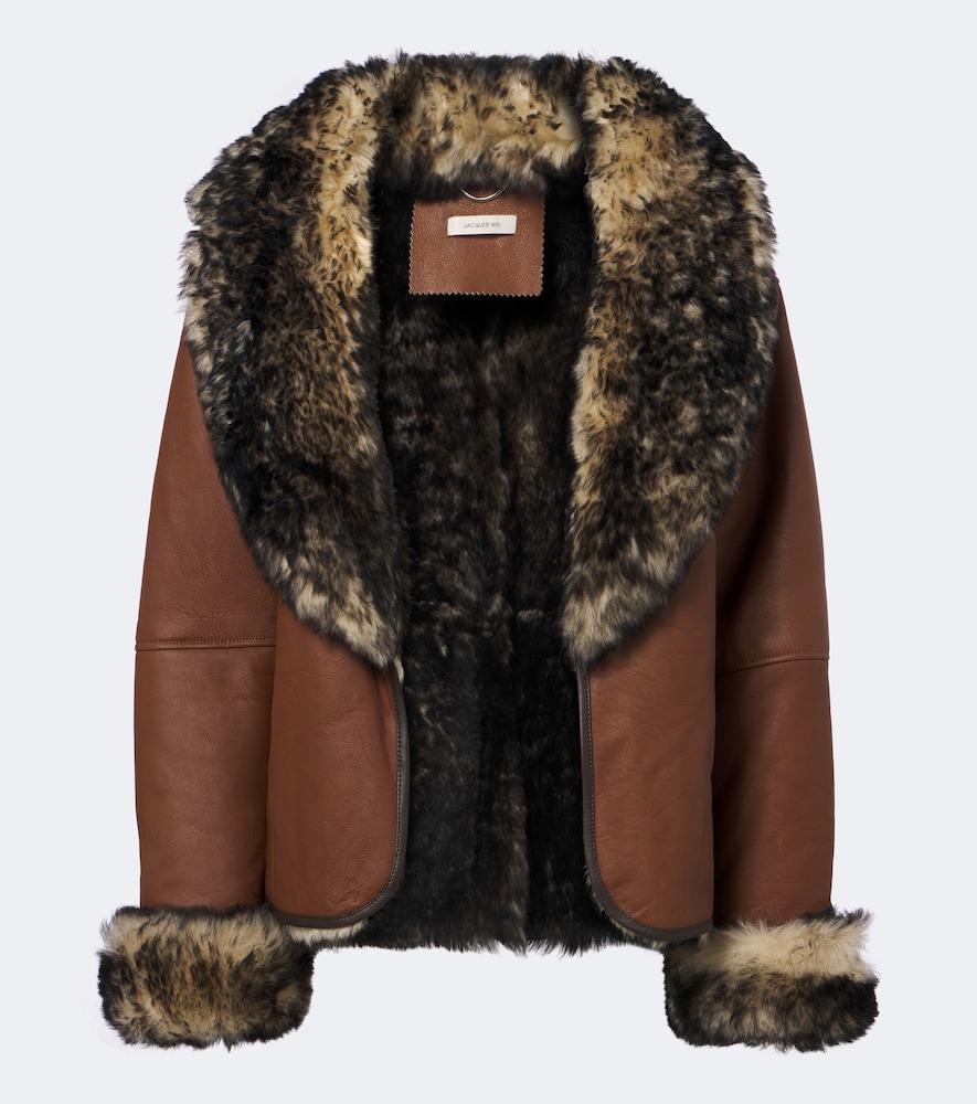 jacques wei shearling-trimmed leather jacket