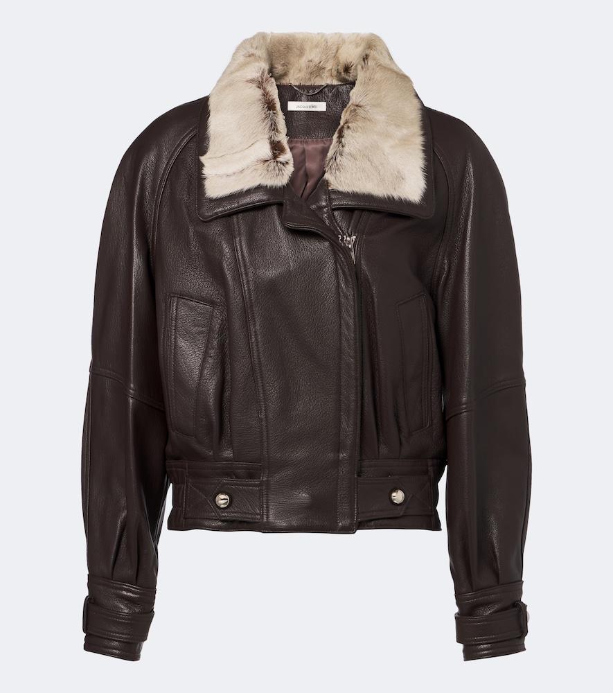 jacques wei shearling-trimmed leather jacket