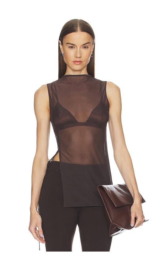 jade cropper sheer sleeveless top in brown. - size 36 (also in 40)