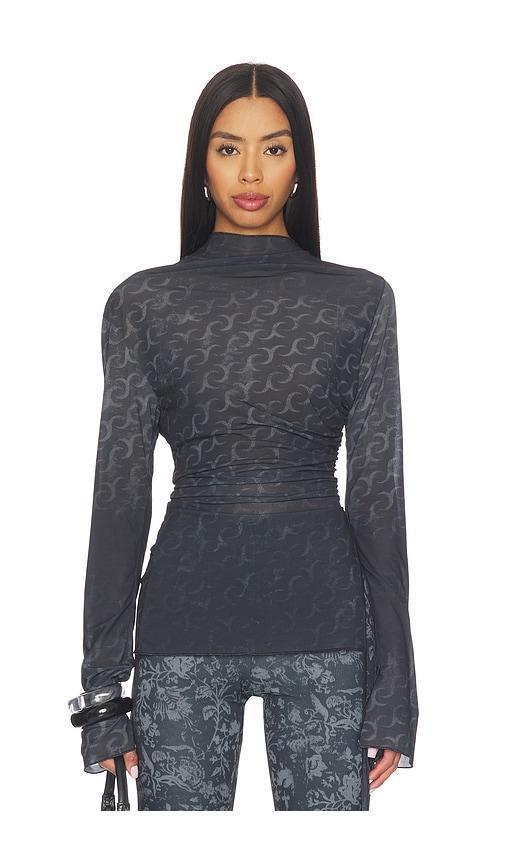 jade cropper side slit top in dark grey. - size 34 (also in 36, 40)