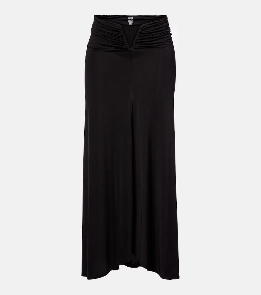 jade swim skyla ruched jersey maxi skirt