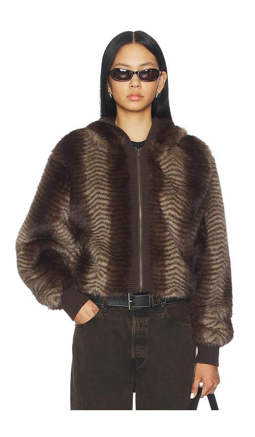 jaded london bear faux fur jacket in brown. - size m (also in s)
