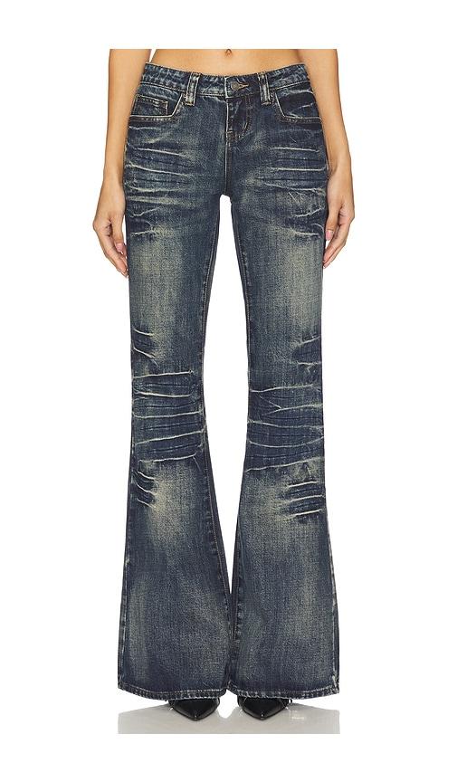 jaded london extreme flare jeans in blue. - size 24 (also in 25)