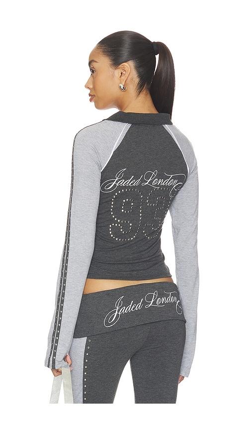jaded london football baby tee studded in grey. - size m (also in xs, s)