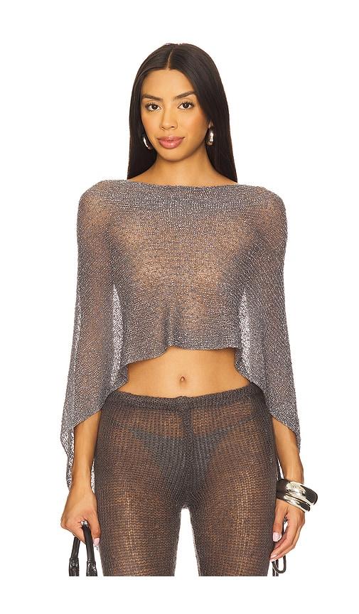 jaded london infinity multiway knit cape in metallic silver.