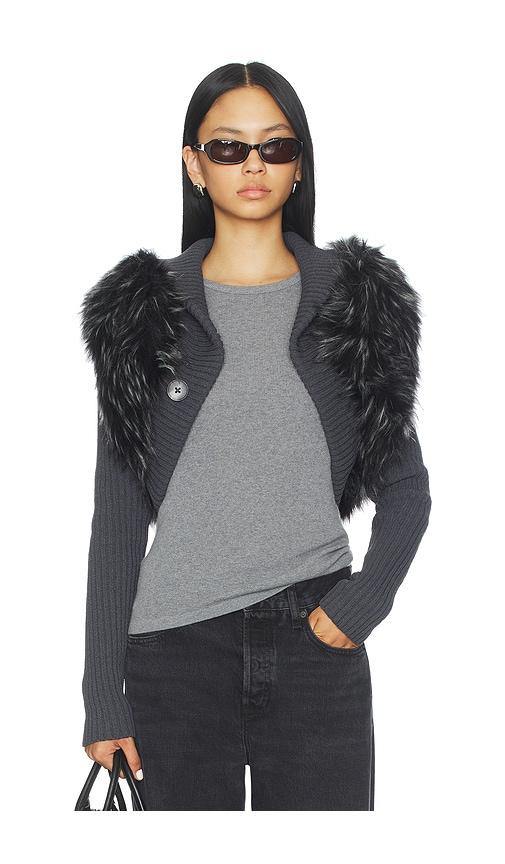 jaded london knit faux fur shrug in grey. - size l (also in s)