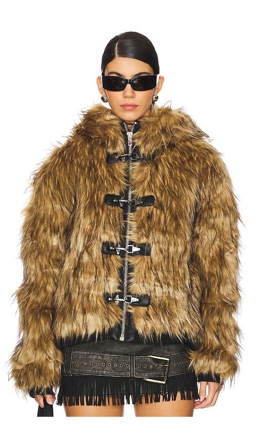 jaded london mendoza faux fur jacket in brown. - size l (also in s, xs)