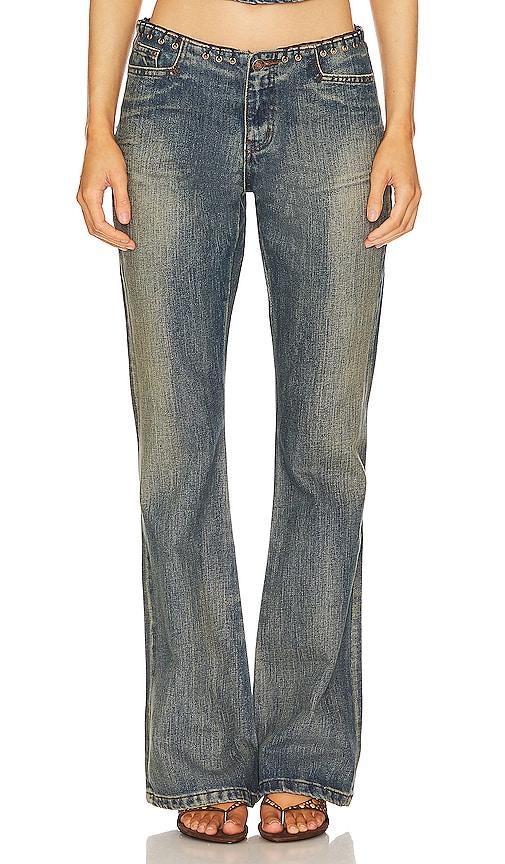 jaded london whipstitch low rise straight jeans in denim-dark. - size 24 (also in 26, 25, 28)
