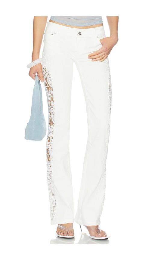 jaded london white cooper jeans with lace applique in white. - size 24 (also in 25, 26, 28, 30, 32, 34)