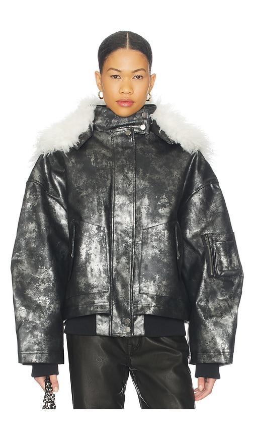 jaded london xl faux fur collar bomber jacket in black. - size l (also in s, m)