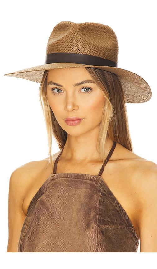 janessa leone zoe hat in brown. - size m (also in s)